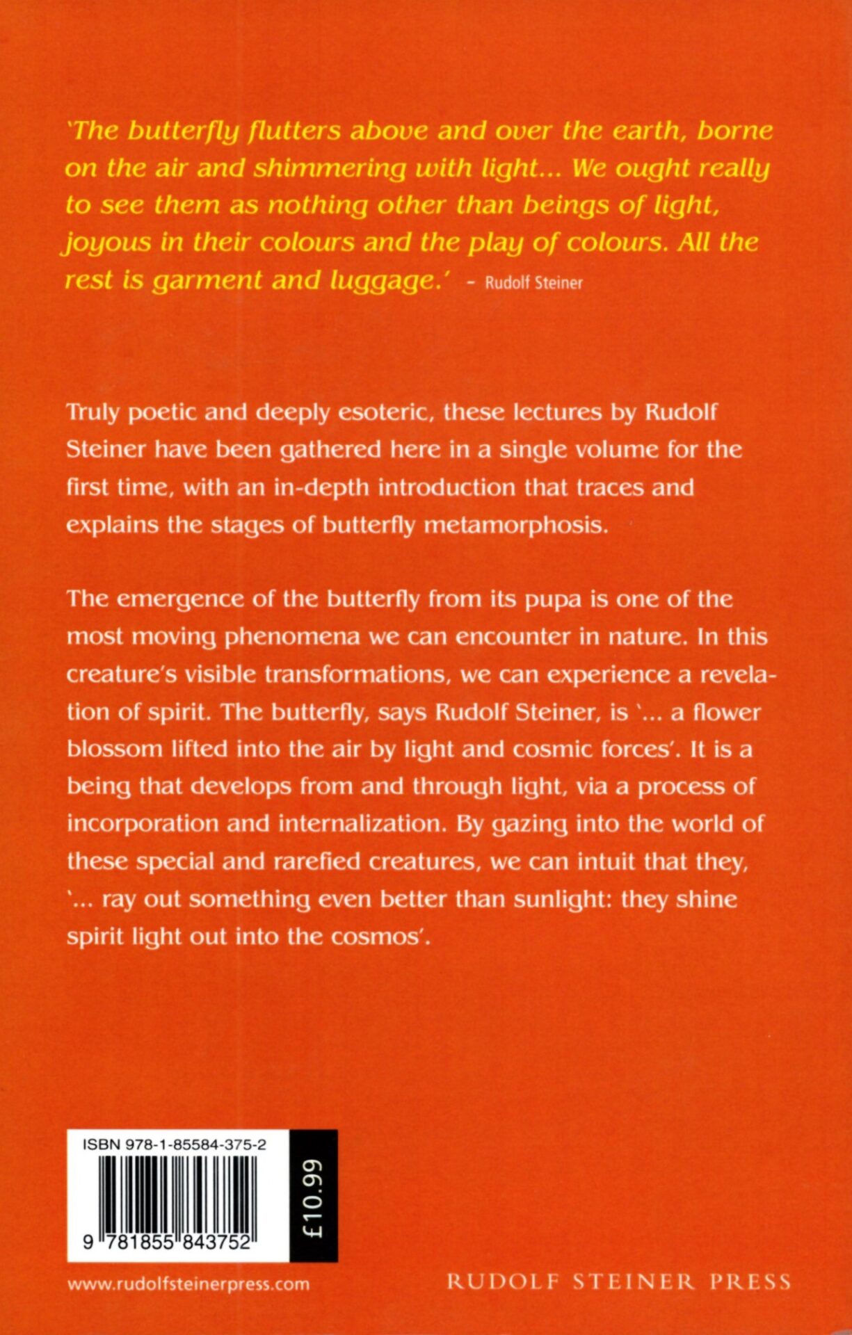 Butterflies by Rudolf Steiner, back cover | Rudolf Steiner Bookstore