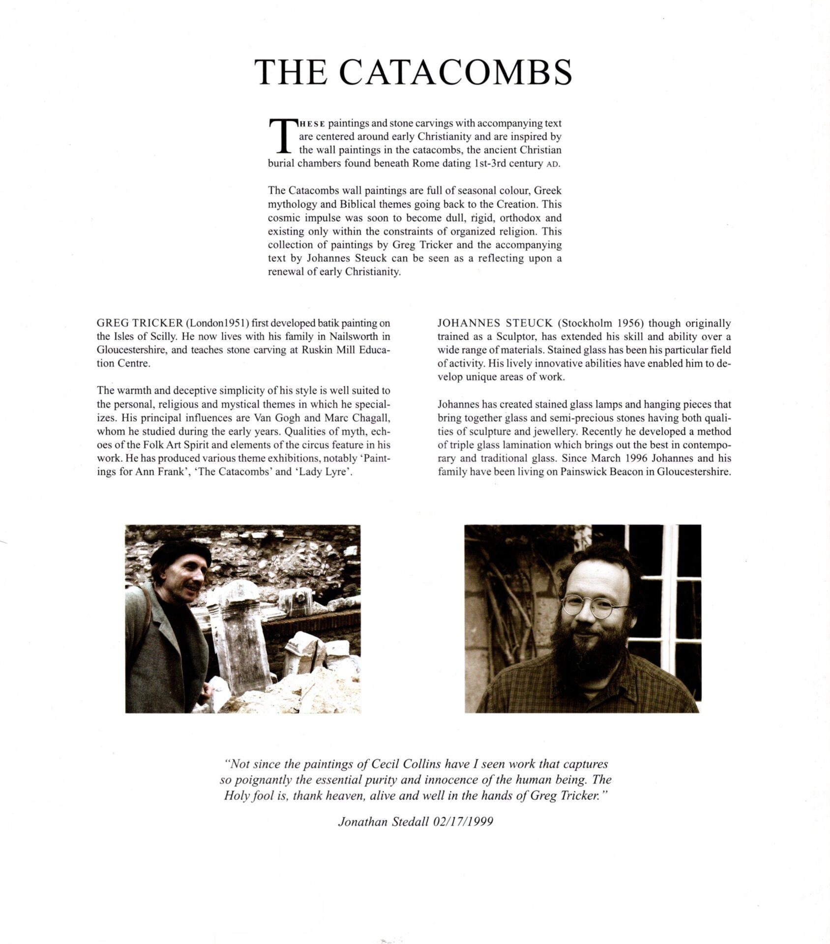 The Catacombs by Johannes Steuck (back cover) | Rudolf Steiner Bookstore