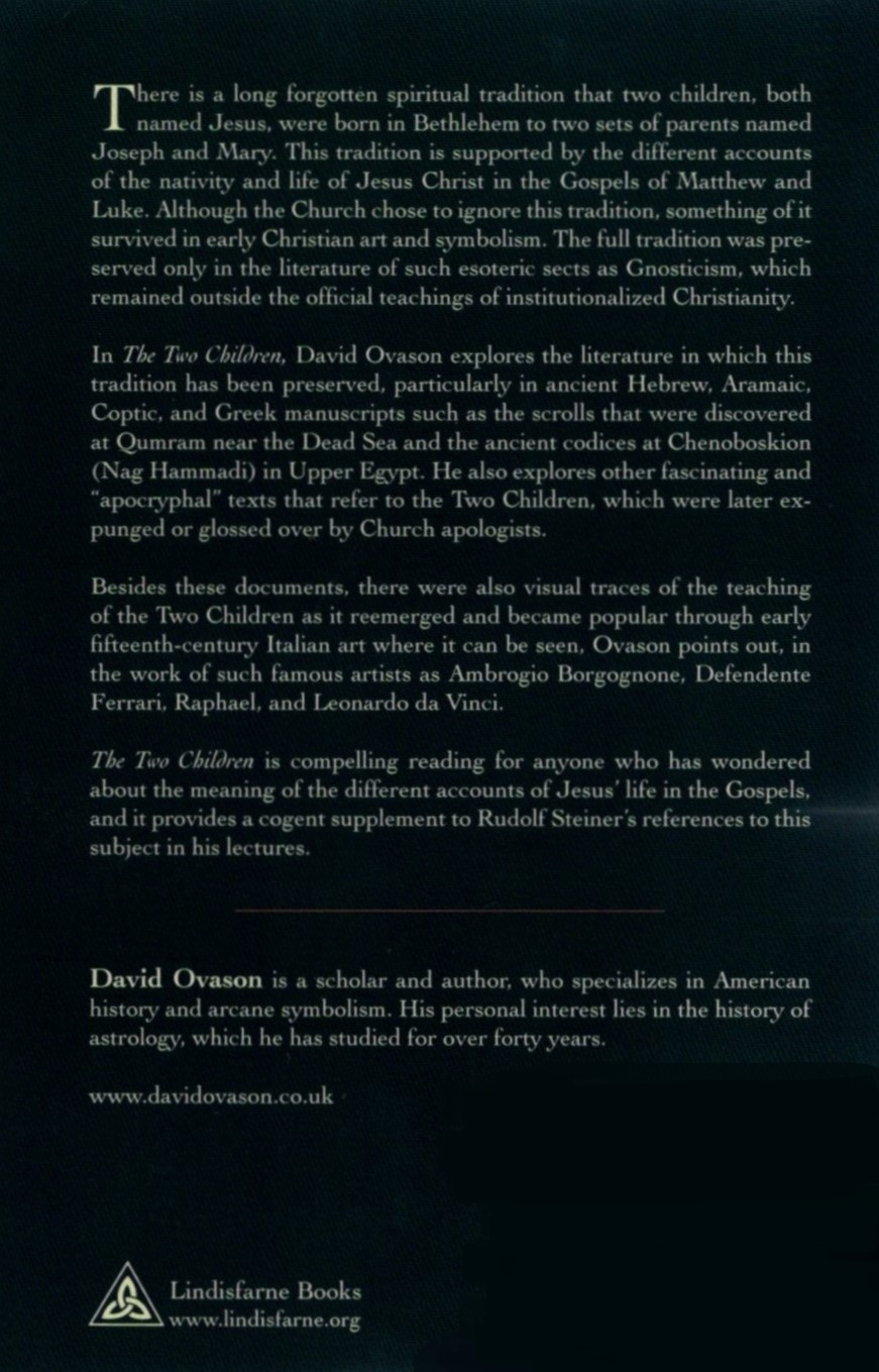The Two Children by David Ovason (back cover) | Rudolf Steiner Bookstore