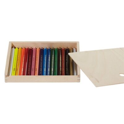 Lyra Pencils Color Giants Lacquered Wooden Box - 18 Assorted Colors