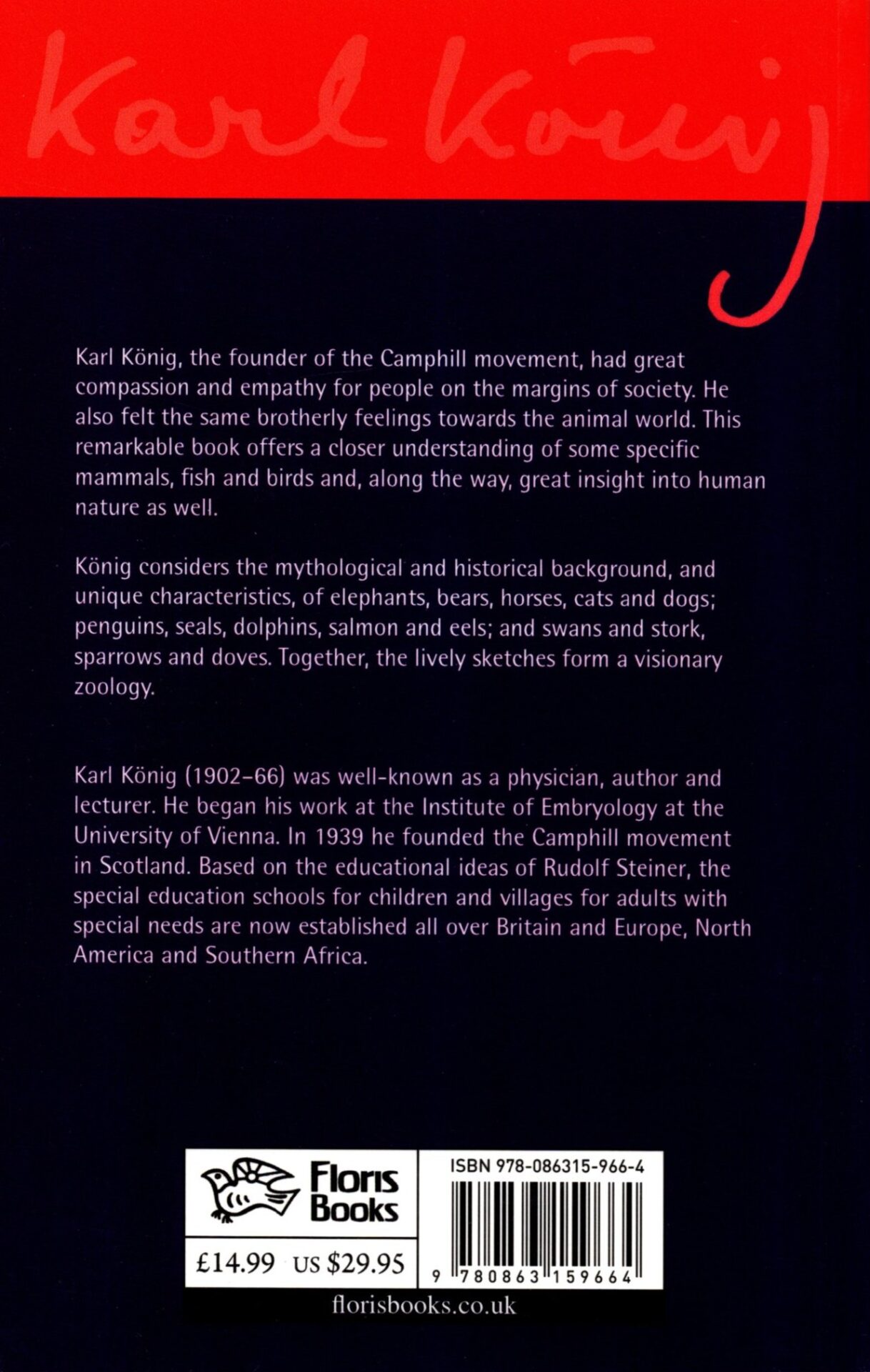 Animals by Karl König (back cover) | Rudolf Steiner Bookstore