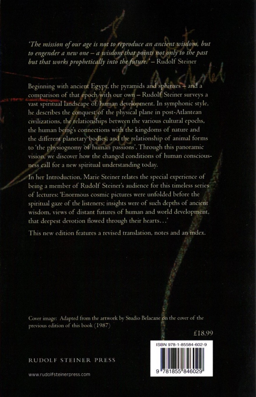 Universe, Earth, Human Being (CW 105) by Rudolf Steiner (back cover) | Rudolf Steiner Bookstore