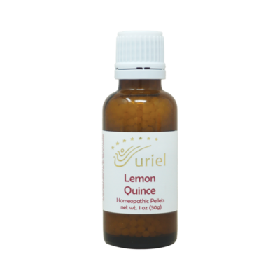 Uriel Lemon Quince Pellets — homeopathic allergy relief, 1 oz amber bottle