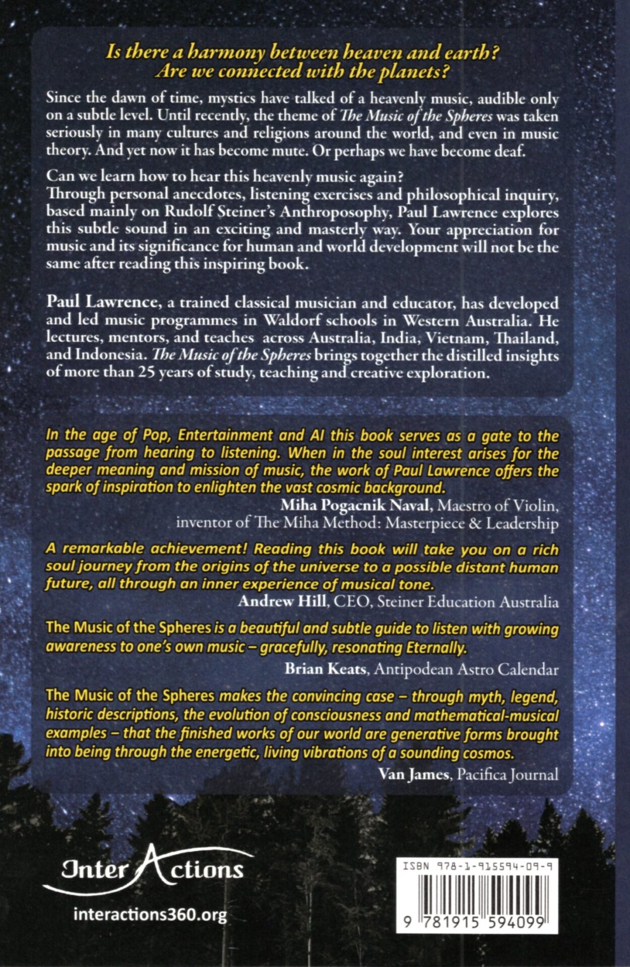 The Music of the Spheres: A Listener's Guide by Paul Lawrence (back cover) | Rudolf Steiner Bookstore